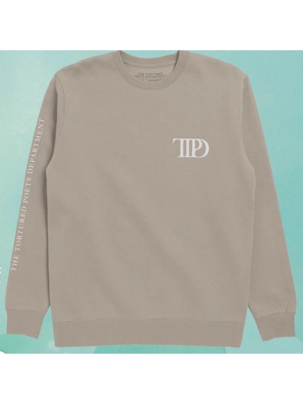 Taylor Swift TTPD Crewneck Sweatshirt and Pants - Taupe with White Logo